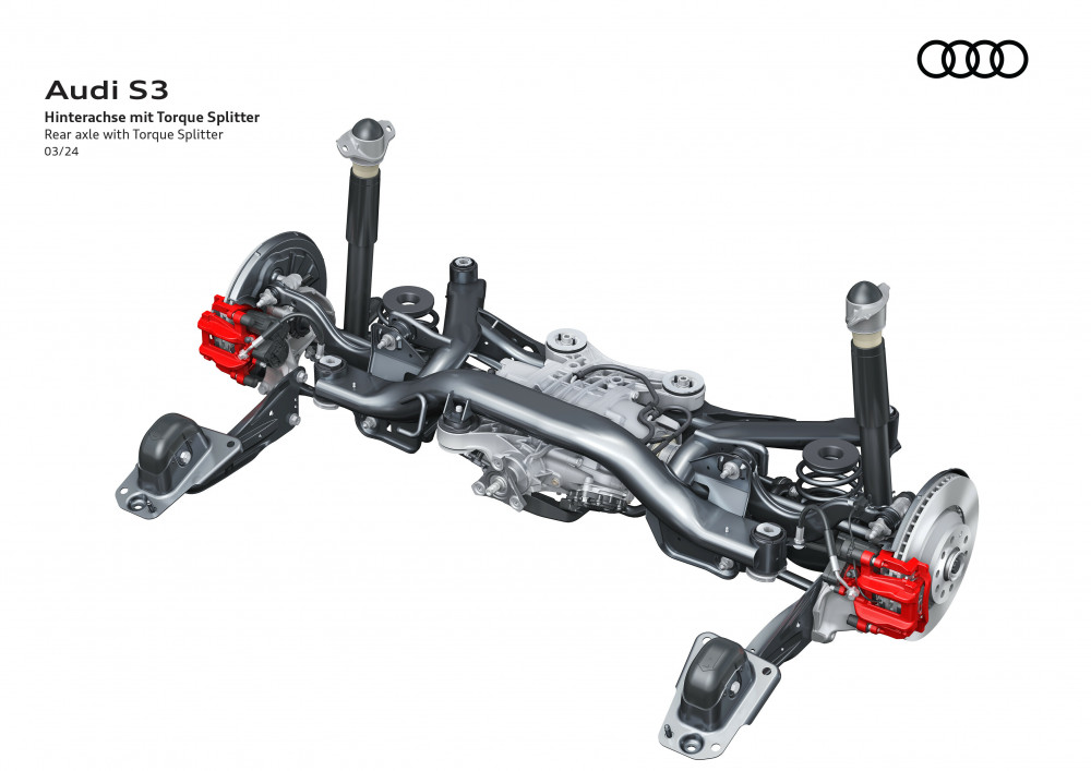Audi S3 rear axle with torque splitter